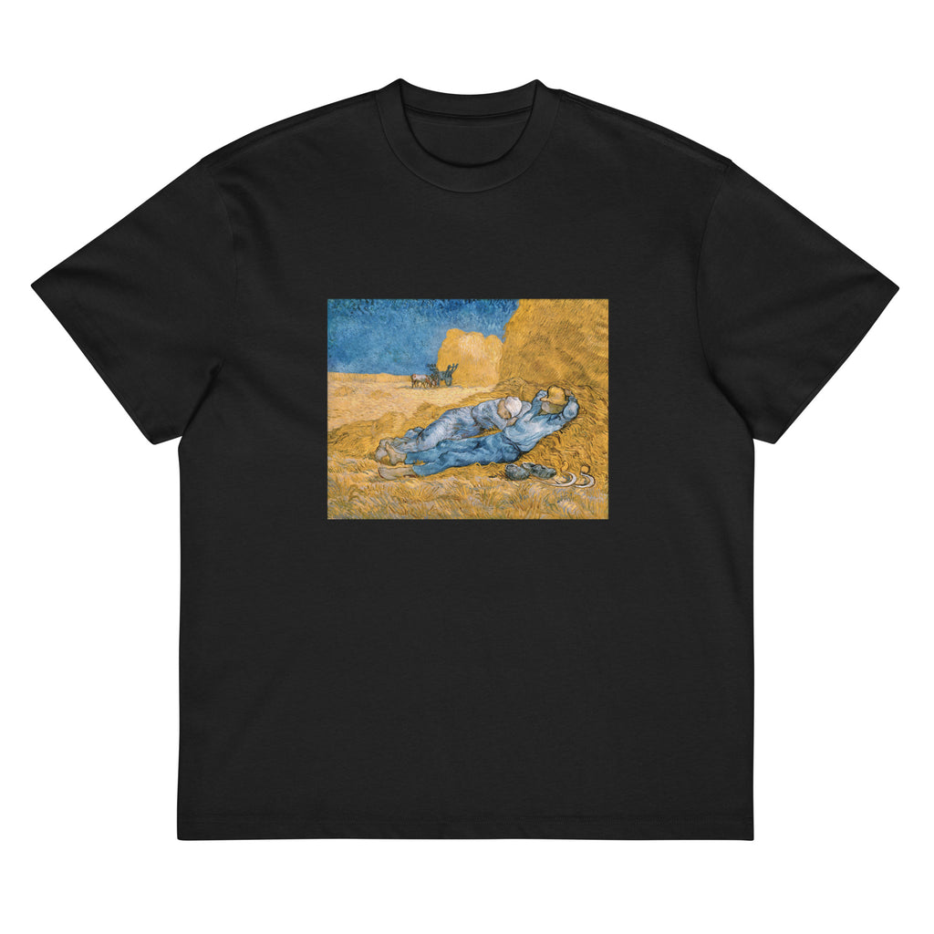 Black T-shirt Vincent Van Gogh S The Siesta Famous Painting Signature