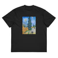 Black T-shirt Vincent Van Gogh S Road With Cypress And Star Famous Painting Signature