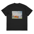 Black T-shirt Claude Monet S Red Boats At Argenteuil Famous Painting Signature