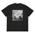 Black T-shirt Claude Monet S Arrival Of The Normandy Train Famous Painting Signature