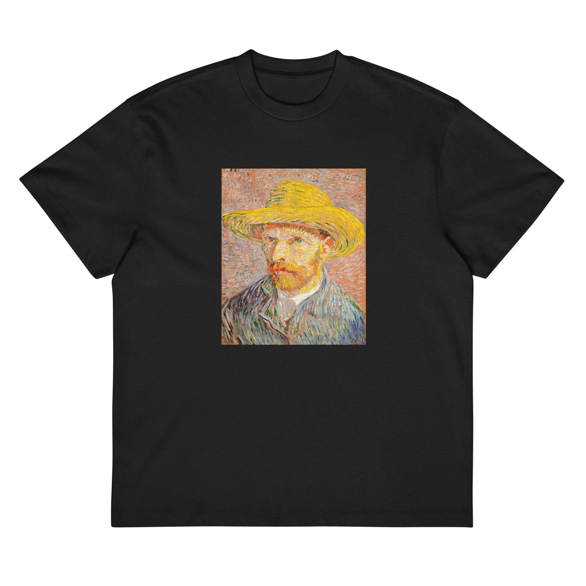 Black T-shirt Self-Portrait With A Straw Hat Signature