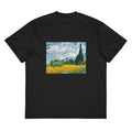 Black T-shirt Vincent Van Gogh S Wheat Field With Cypresses Famous Painting Signature