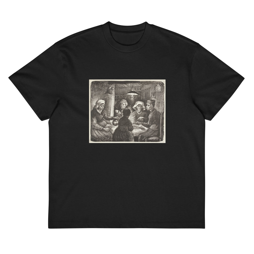 Black T-shirt Composition Lithograph Of The Potato Eaters De Aardappeleters 1885 Signature