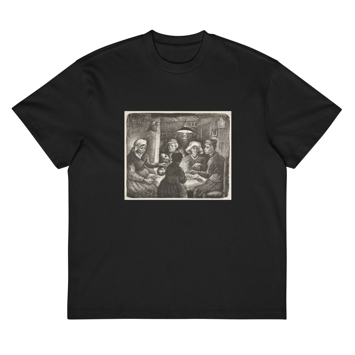 Black T-shirt Composition Lithograph Of The Potato Eaters De Aardappeleters 1885 Signature