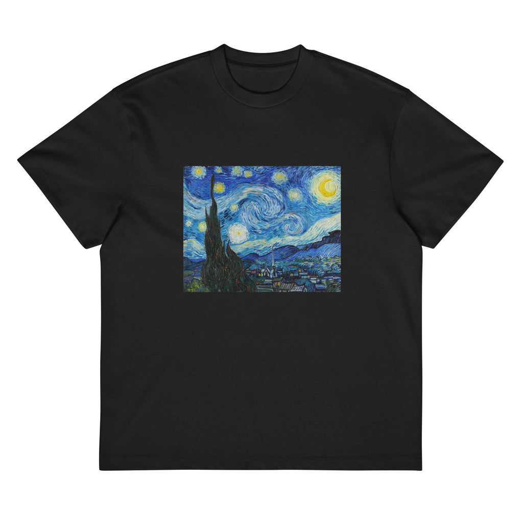Black T-shirt Vincent Van Gogh S The Starry Night Famous Painting Signature