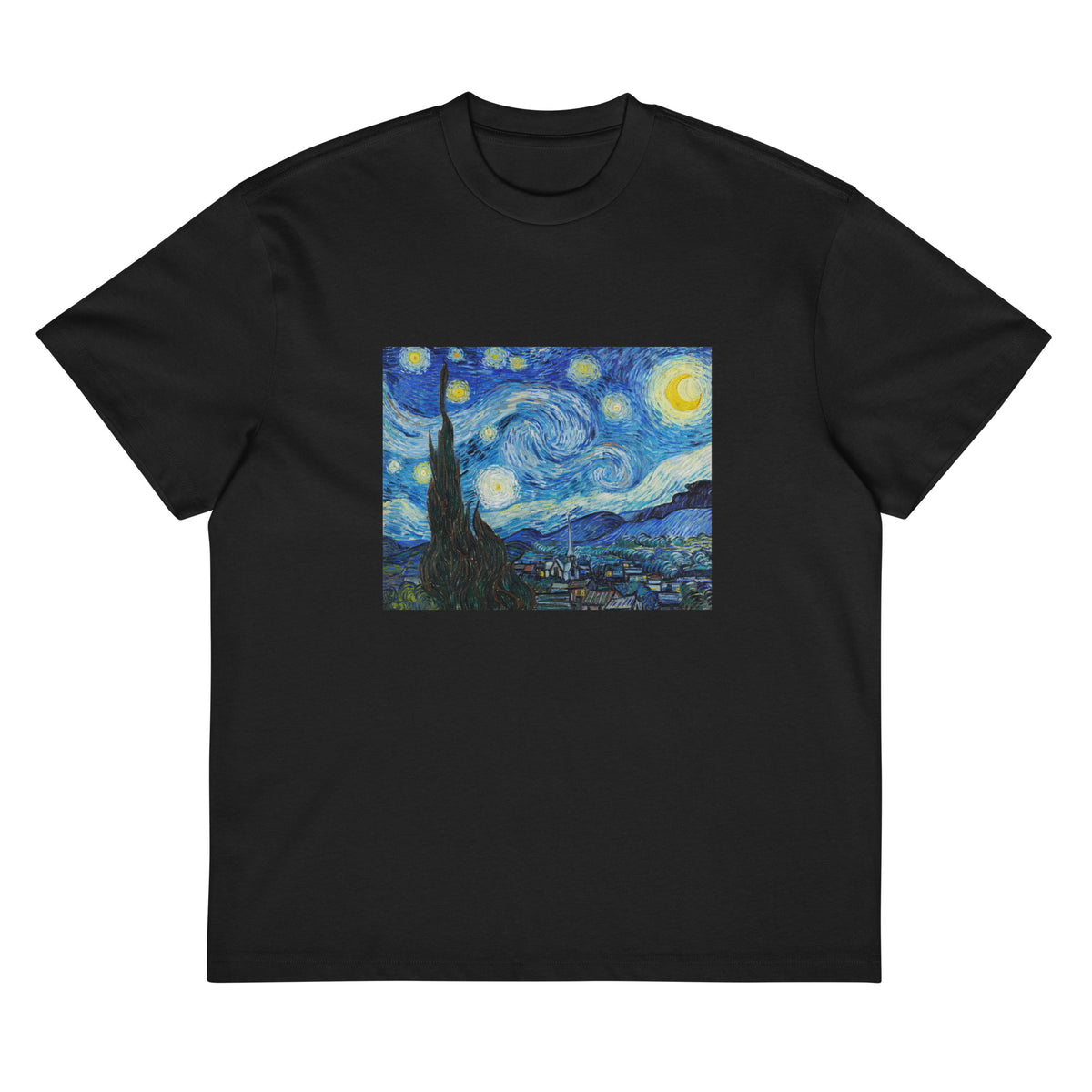 Black T-shirt Vincent Van Gogh S The Starry Night Famous Painting Signature