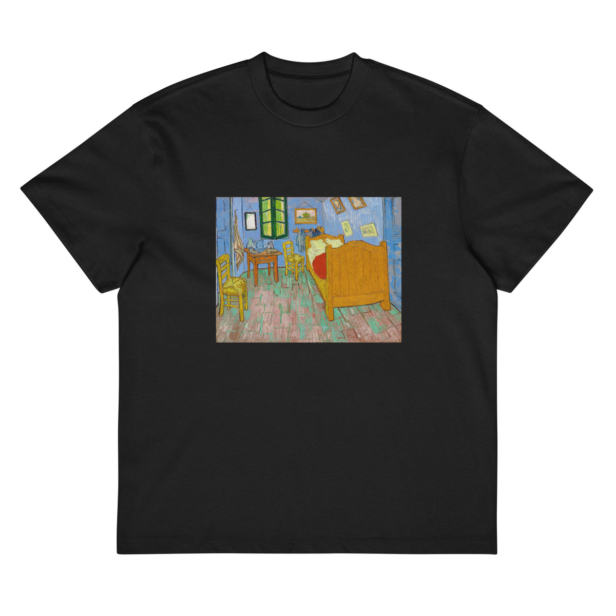 Black T-shirt Vincent Van Gogh S The Bedroom Famous Painting Signature