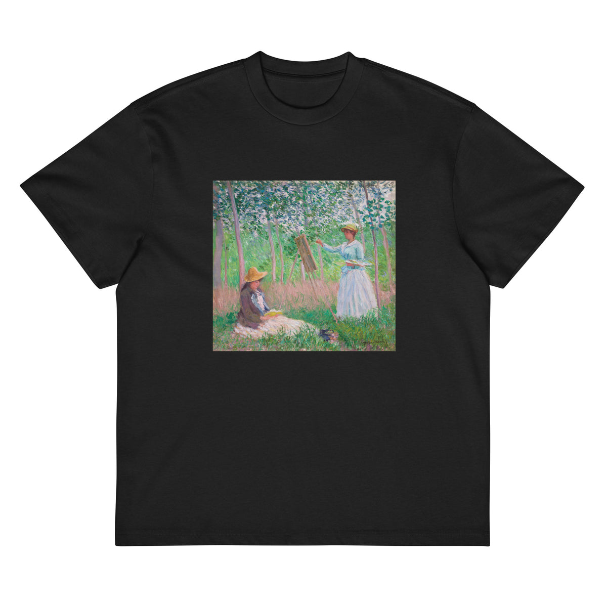 Black T-shirt In The Woods At Giverny Blanche Hoschede At Her Easel With Suzanne Hoschede Reading Signature