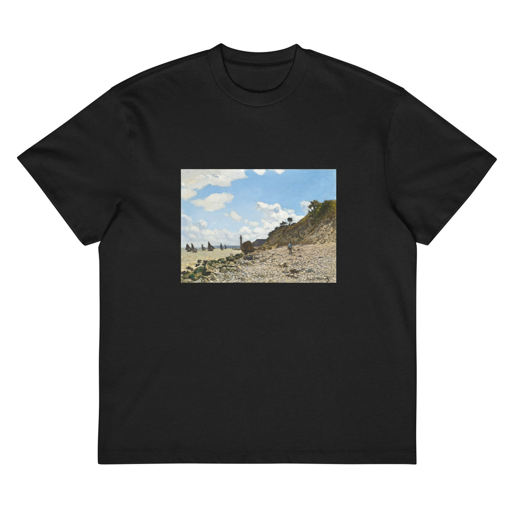 Black T-shirt The Beach At Honfleur Signature