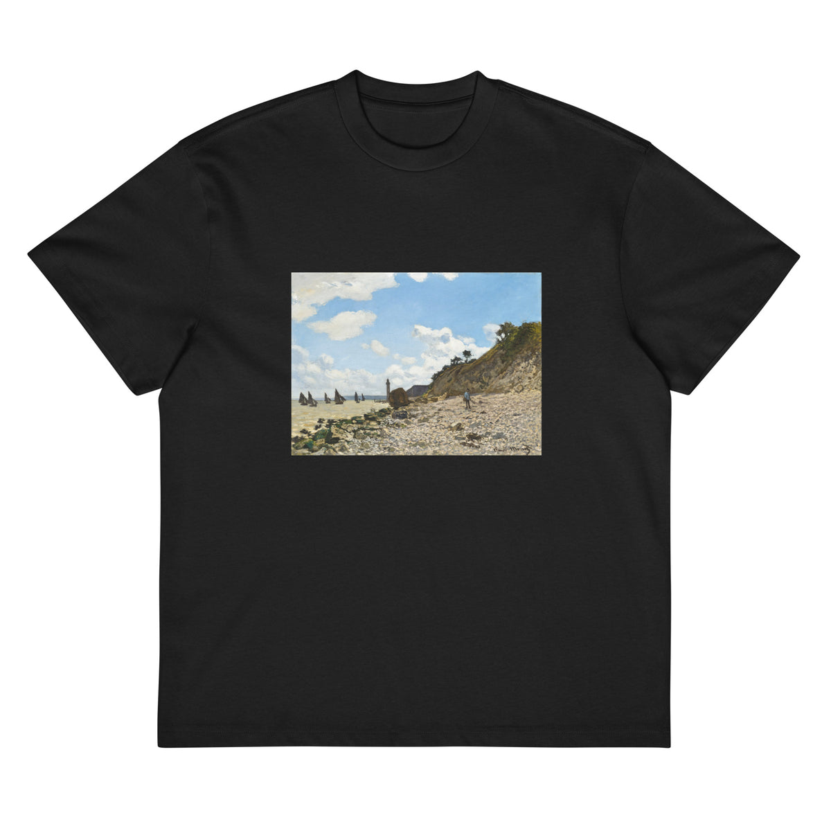 Black T-shirt The Beach At Honfleur Signature