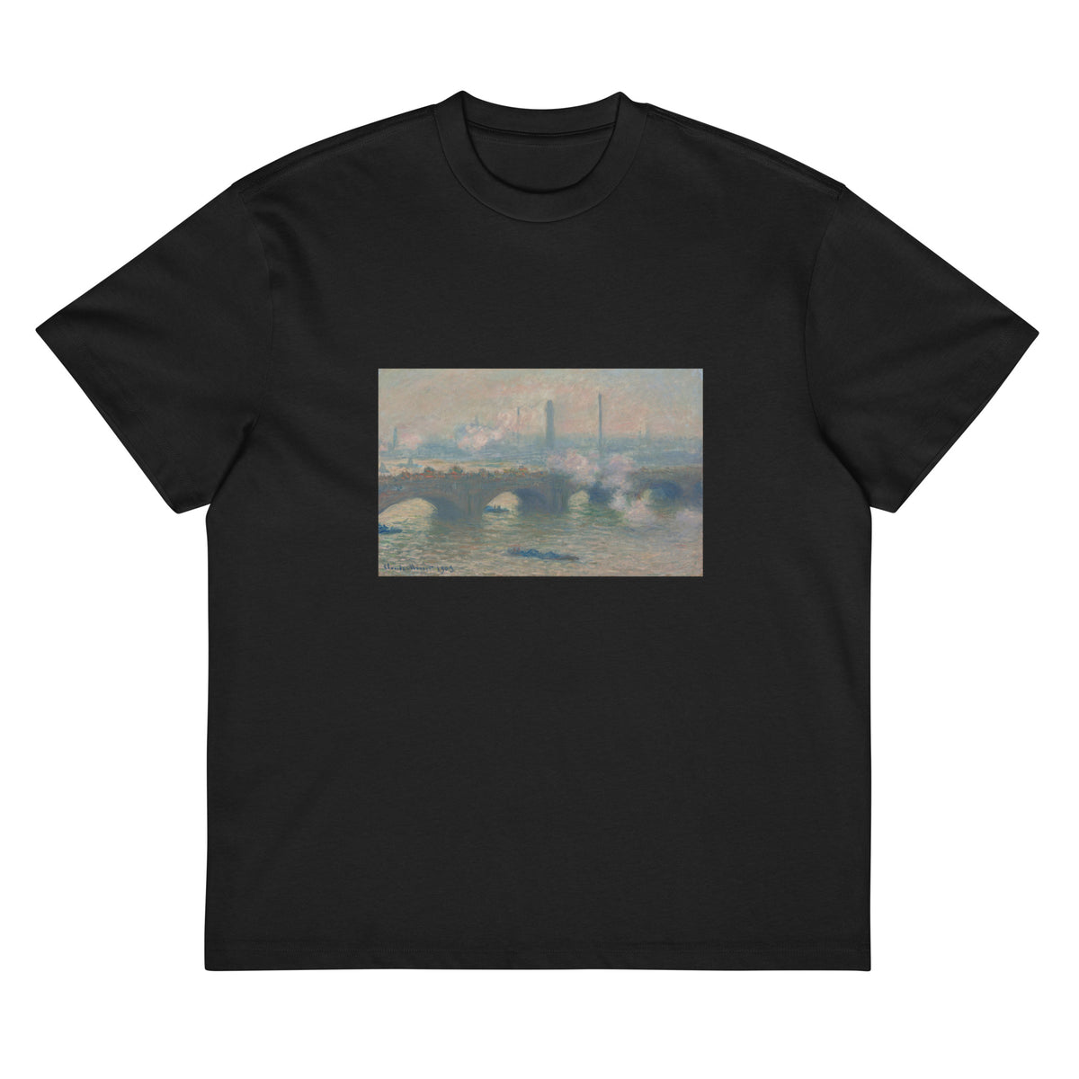 Black T-shirt Waterloo Bridge Gray Day Signature