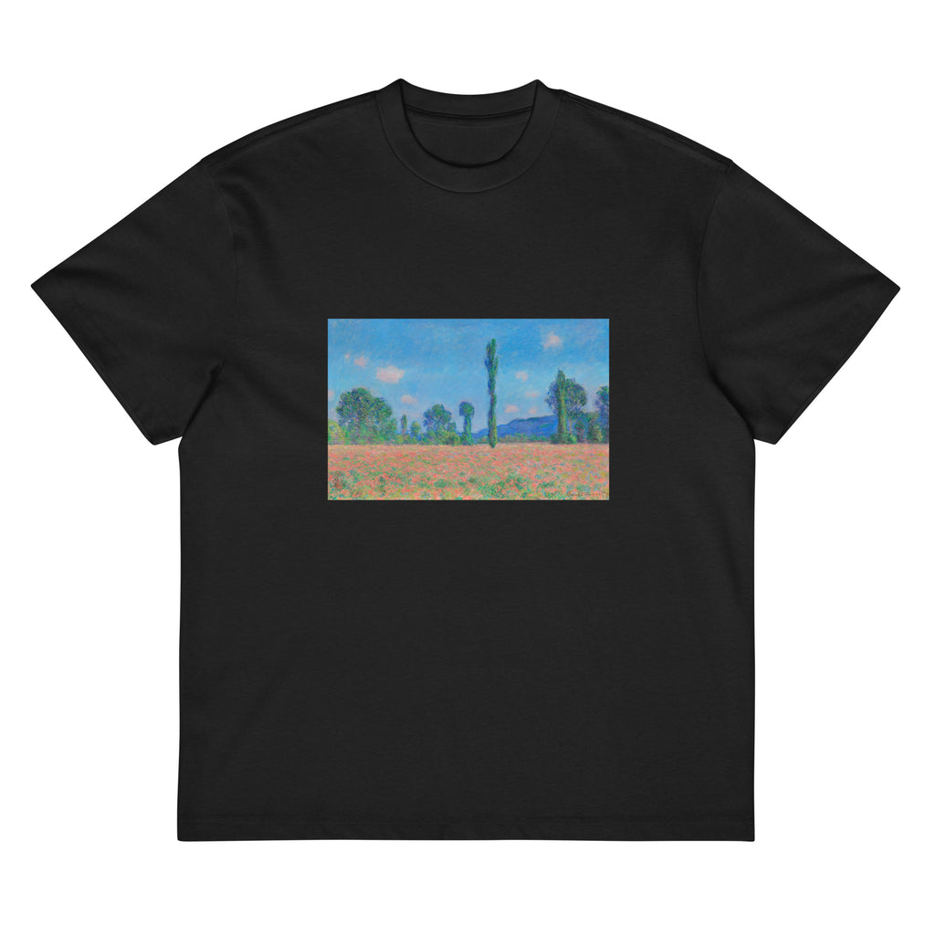 Black T-shirt Poppy Field Giverny Signature