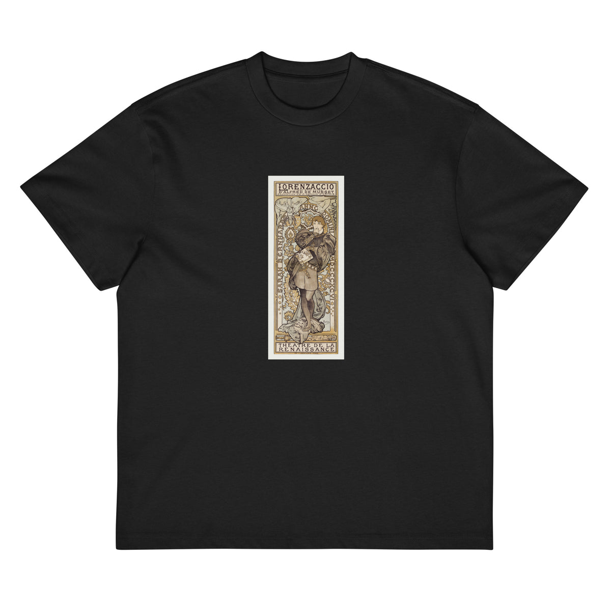 Black T-shirt Lorenzaccio Piece En V Actes D Alfred De Musset Adaptation De M Armand D Artois Theatre De La Renaissance - Alphonse Maria Mucha 1869 Signature