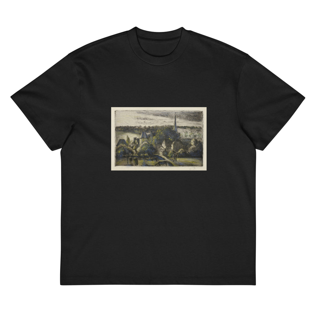 Black T-shirt Church And Farm At Eragny Signature