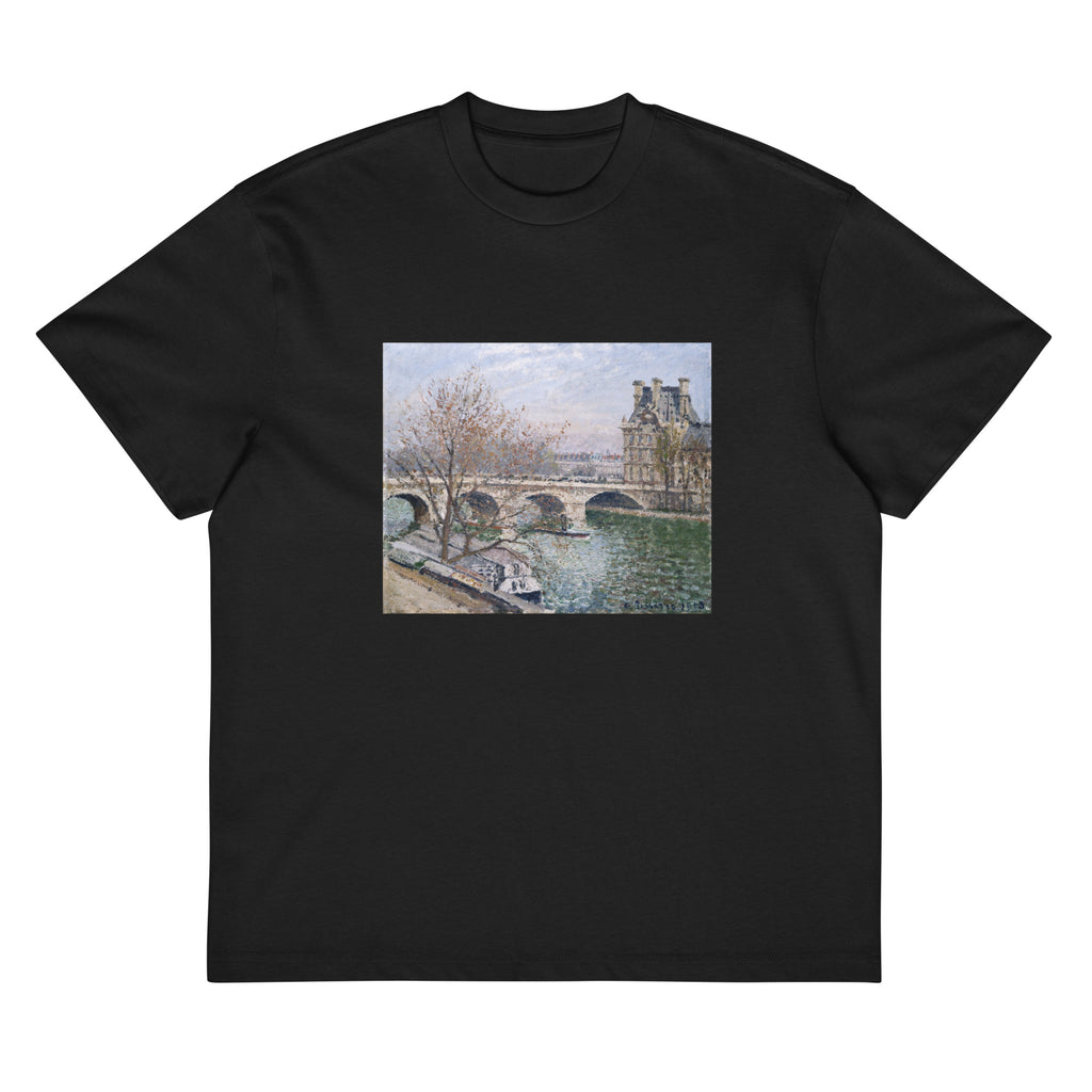 Black T-shirt The Pont Royal And The Pavillon De Flore Signature