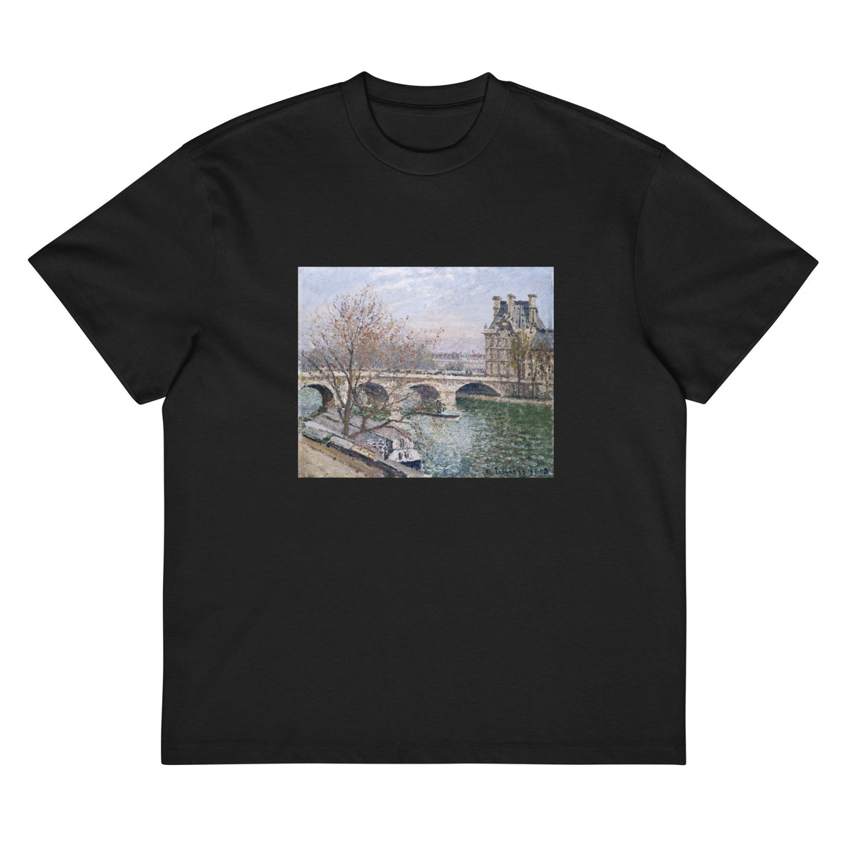 Black T-shirt The Pont Royal And The Pavillon De Flore Signature