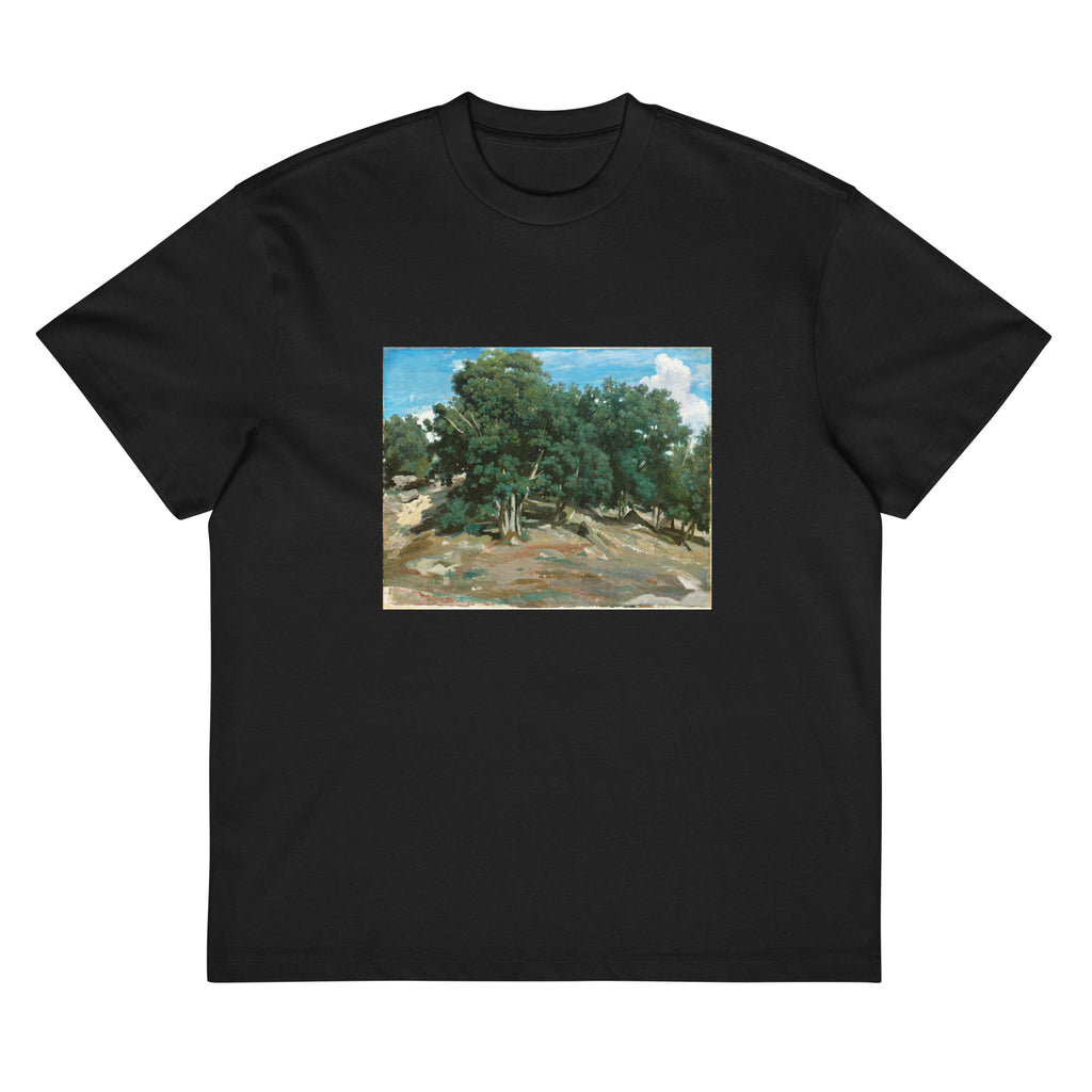 Black T-shirt Fontainebleau Oak Trees At Bas-Breau 1832 Or 1833 Signature