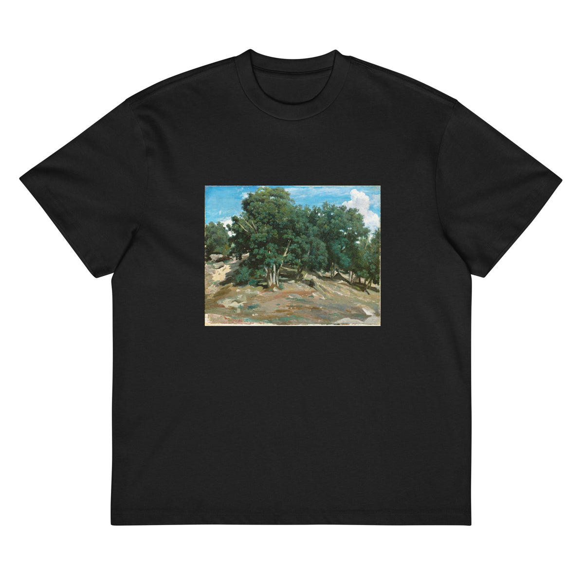 Black T-shirt Fontainebleau Oak Trees At Bas-Breau 1832 Or 1833 Signature