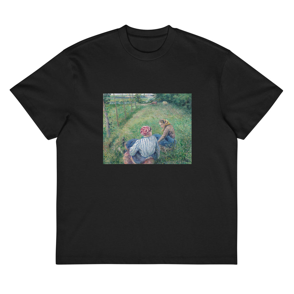 Black T-shirt Young Peasant Girls Resting In The Fields Near Pontoise Signature
