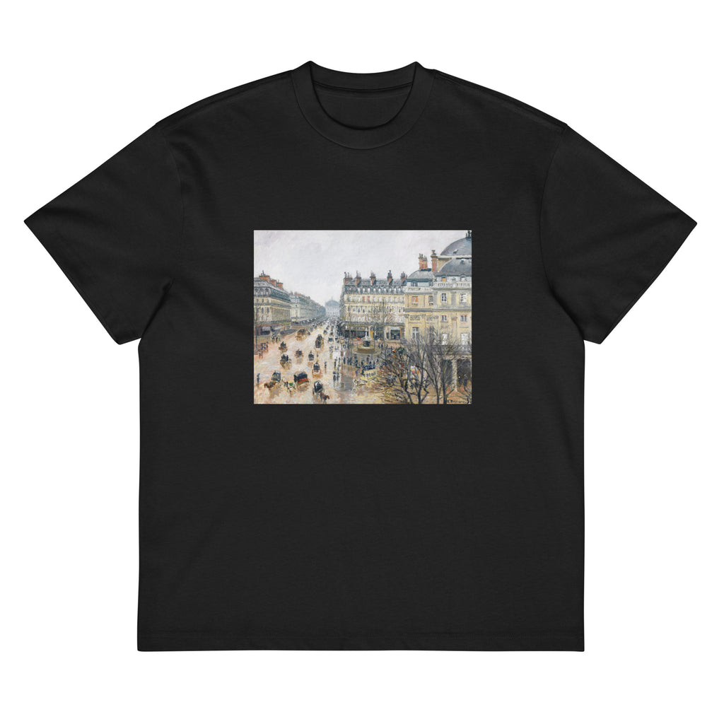 Black T-shirt French Theater Square Paris Painting In High Resolution Signature
