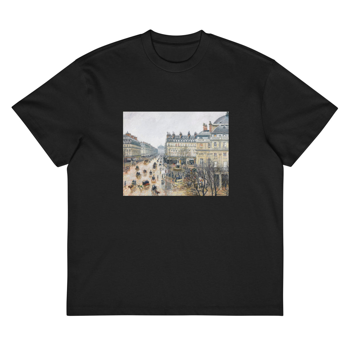 Black T-shirt French Theater Square Paris Painting In High Resolution Signature