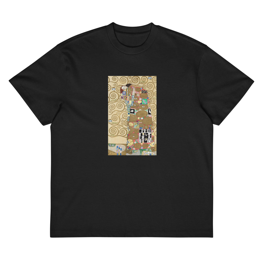 Black T-shirt Gustav Klimt Fulfillment Famous Painting Signature