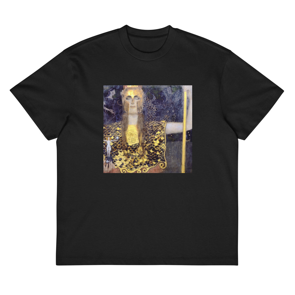 Black T-shirt Gustav Klimt Pallas Athena Famous Painting Signature