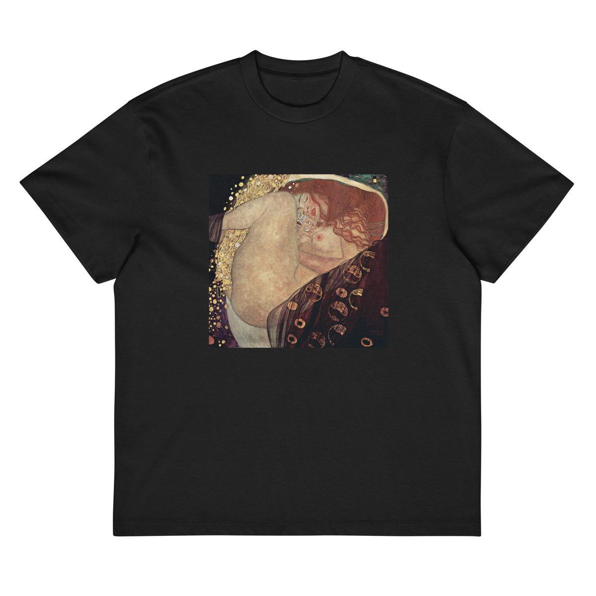 Black T-shirt Gustav Klimt Danae Famous Painting Signature