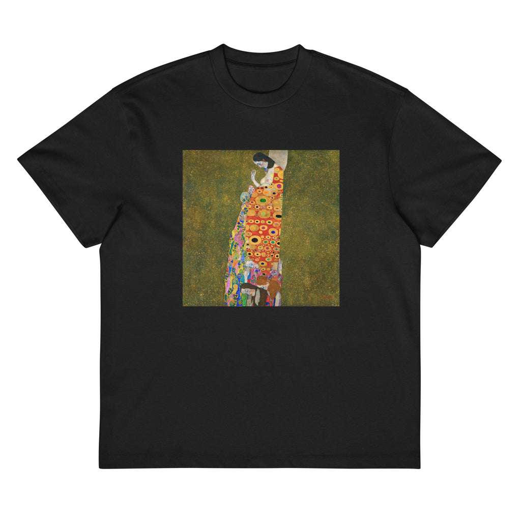 Black T-shirt Gustav Klimt Hope II Famous Painting Signature
