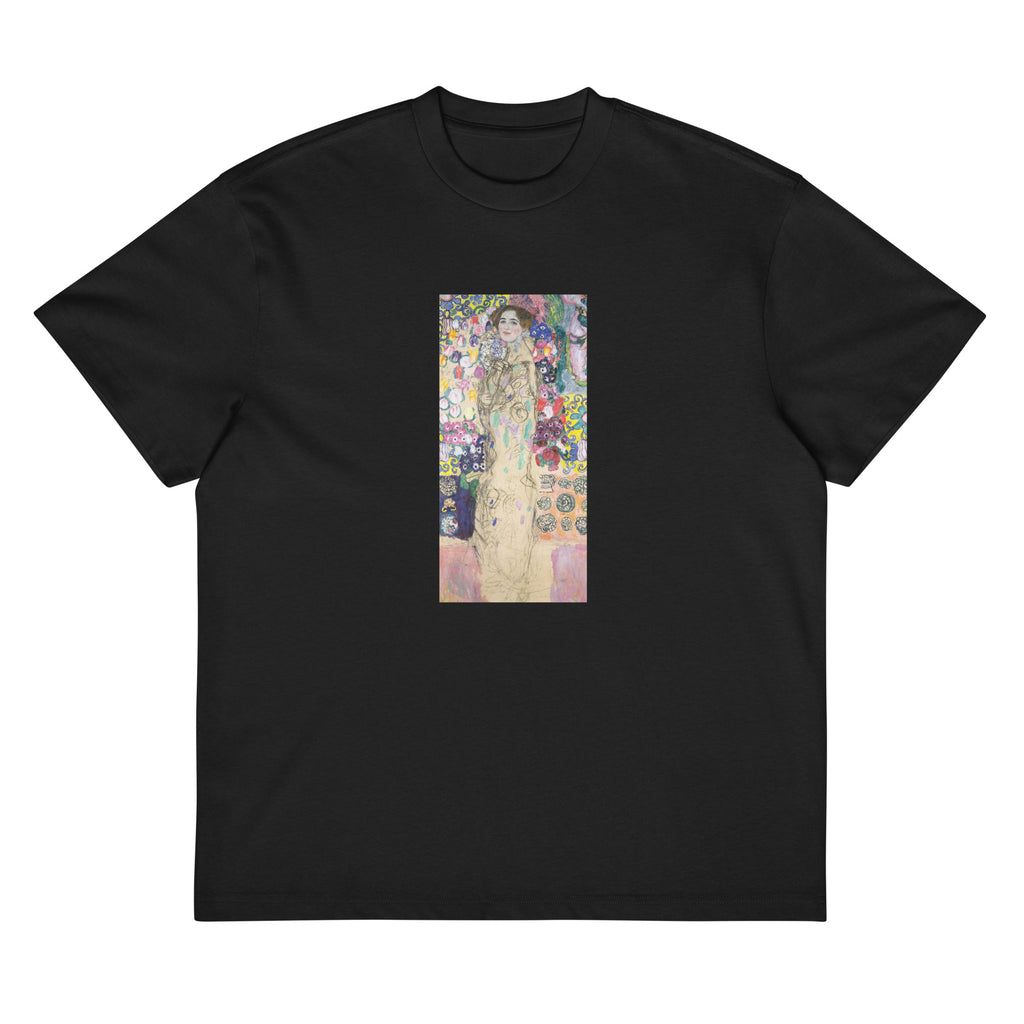 Black T-shirt Gustav Klimt Portrait Of Maria Munk Famous Painting Signature
