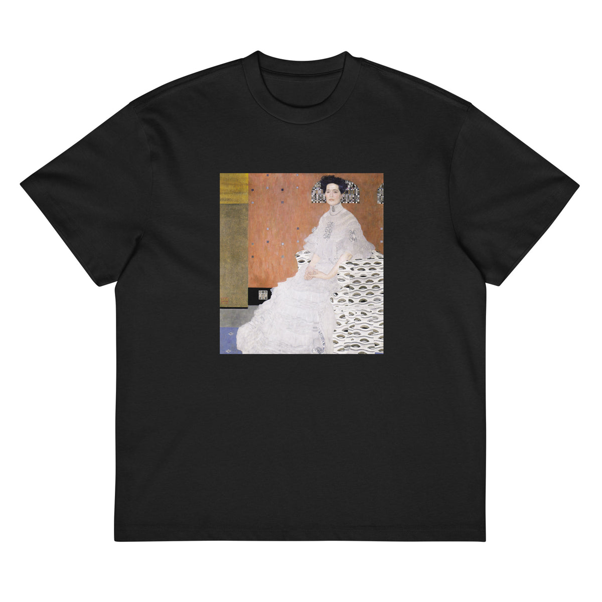 Black T-shirt Gustav Klimt Bildnis Fritza Riedler Famous Painting Signature