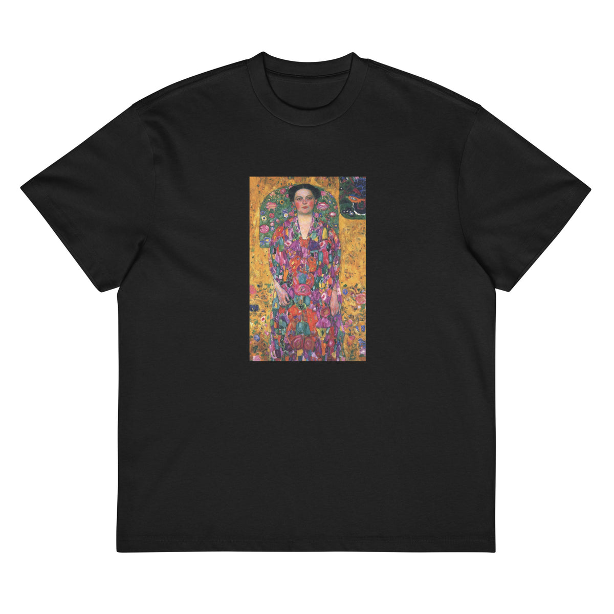 Black T-shirt Gustav Klimt Portrait Of Eugenia Primavesi Famous Painting Signature