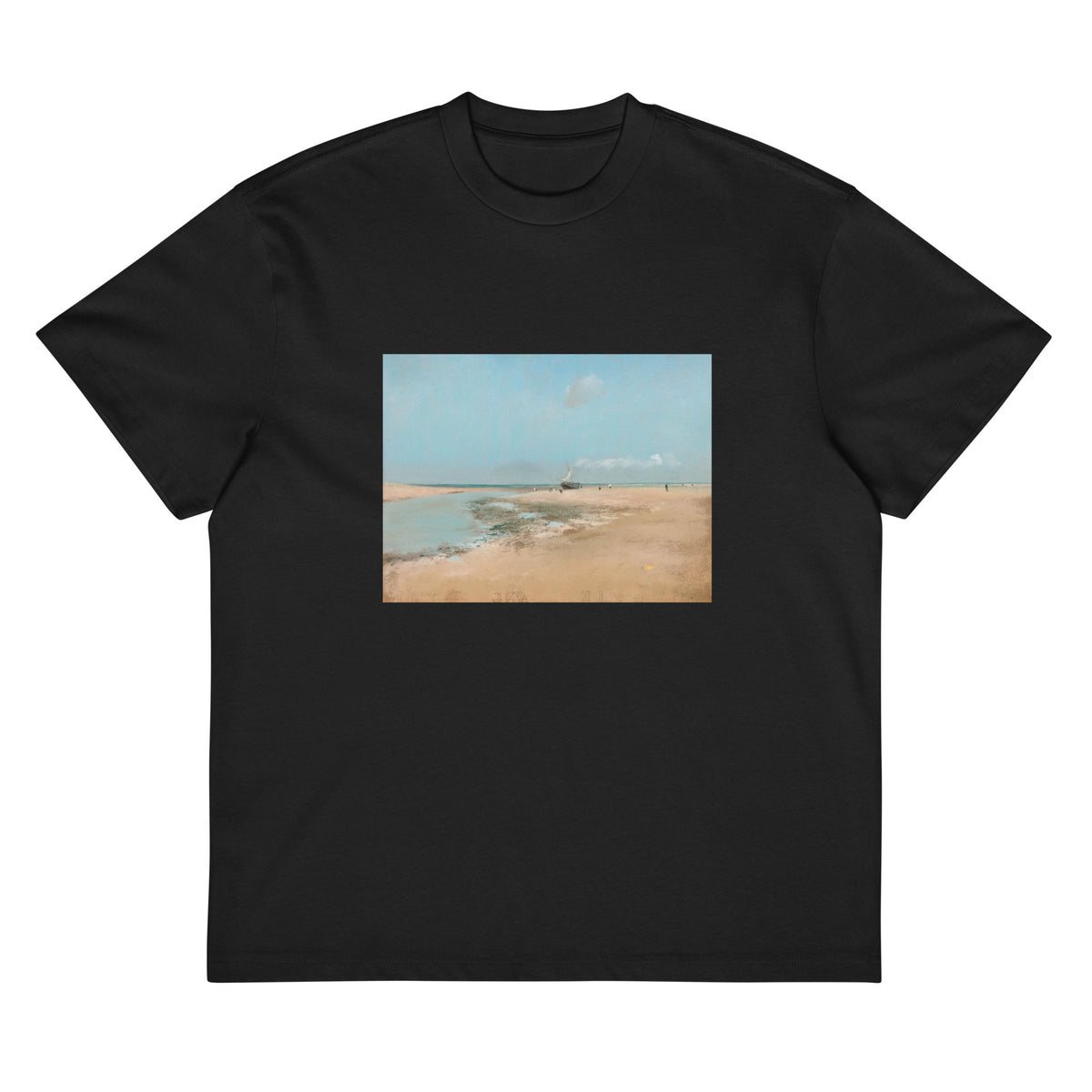 Black T-shirt Beach At Low Tide Mouth Of The River Signature