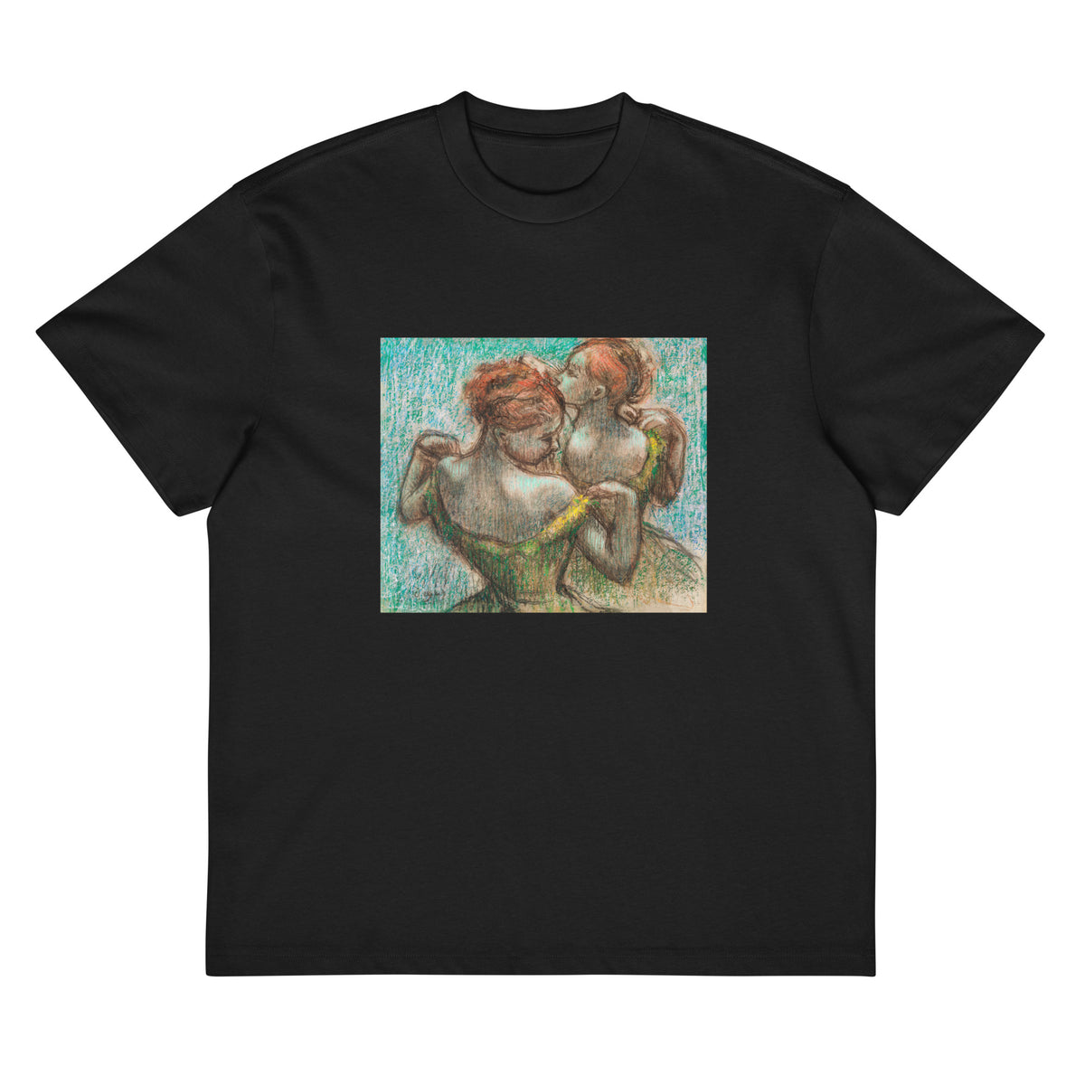 Black T-shirt Two Dancers Half Length Signature
