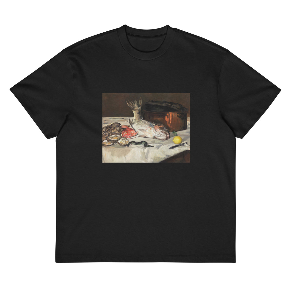 Black T-shirt Fish Still Life Signature