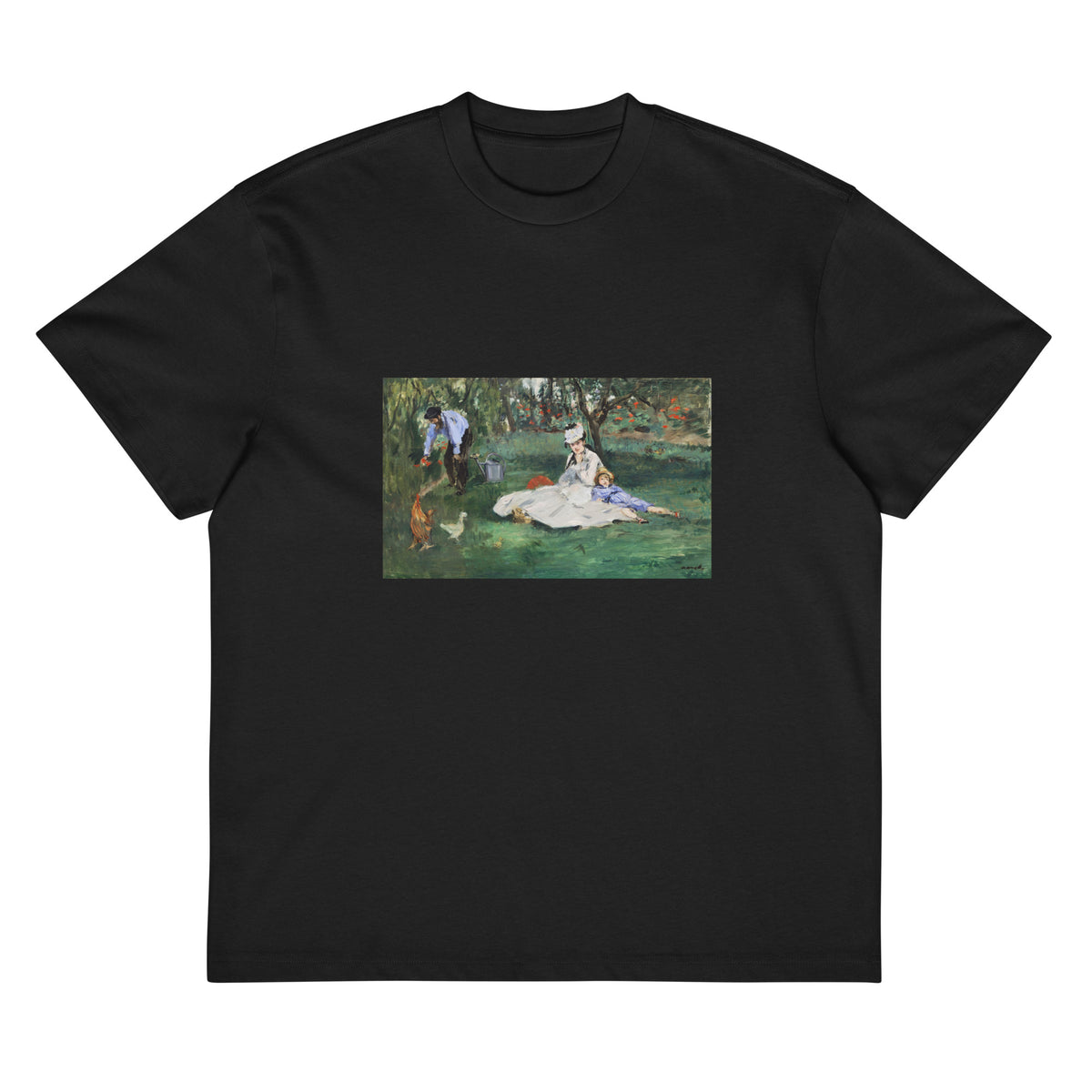 Black T-shirt The Monet Family In Their Garden At Argenteuil Signature