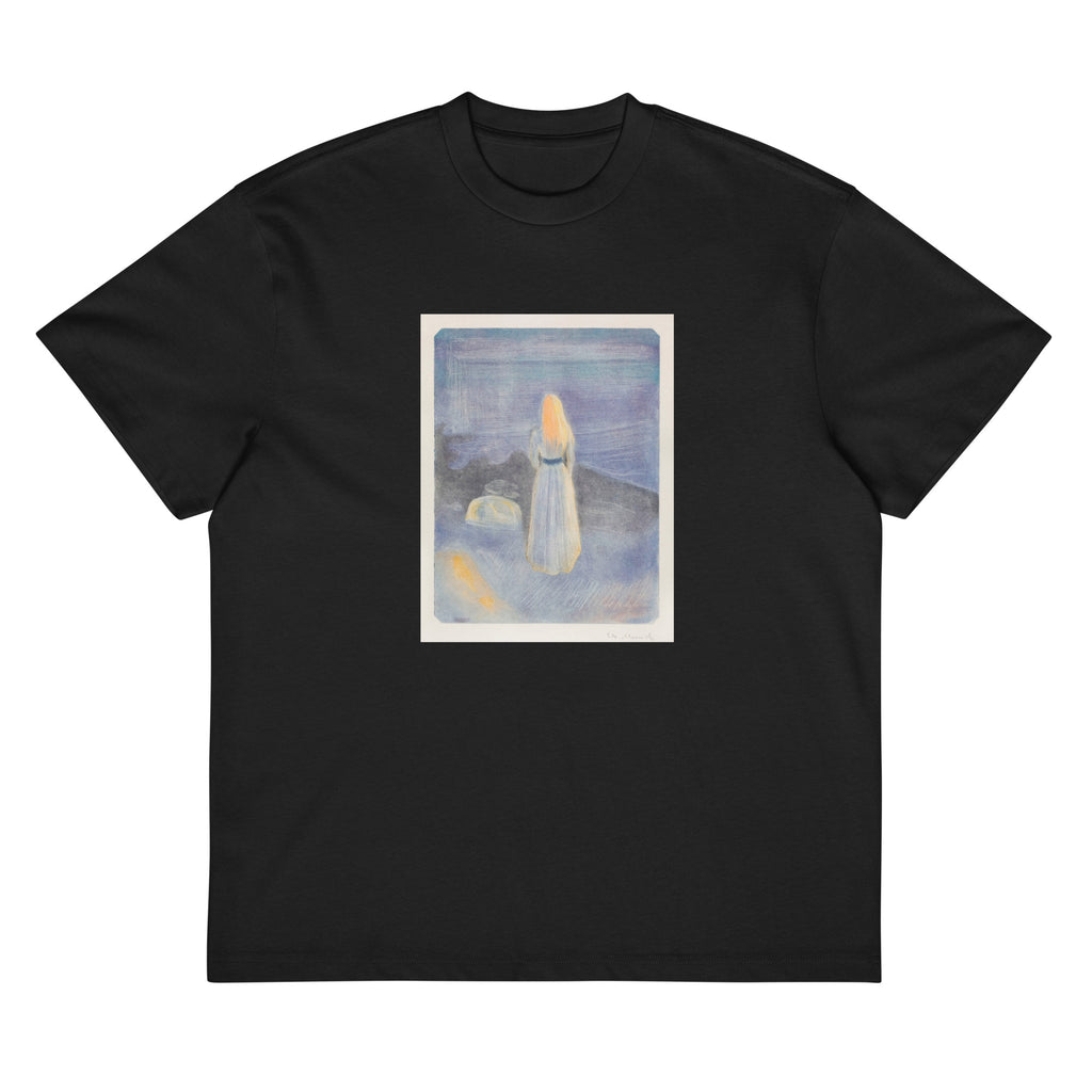 Black T-shirt Young Woman On The Beach Signature