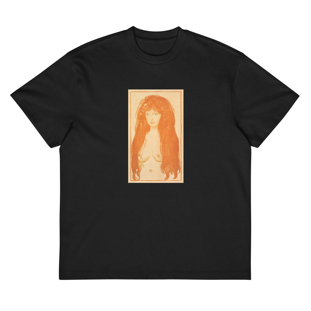 Black T-shirt The Sin Woman With Red Hair And Green Eyes Signature