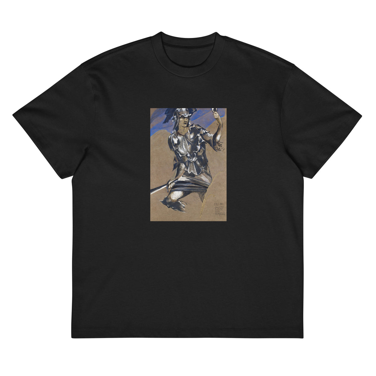 Black T-shirt The Perseus Series - Study Of Perseus In Armour For The Finding Of Medusa Signature