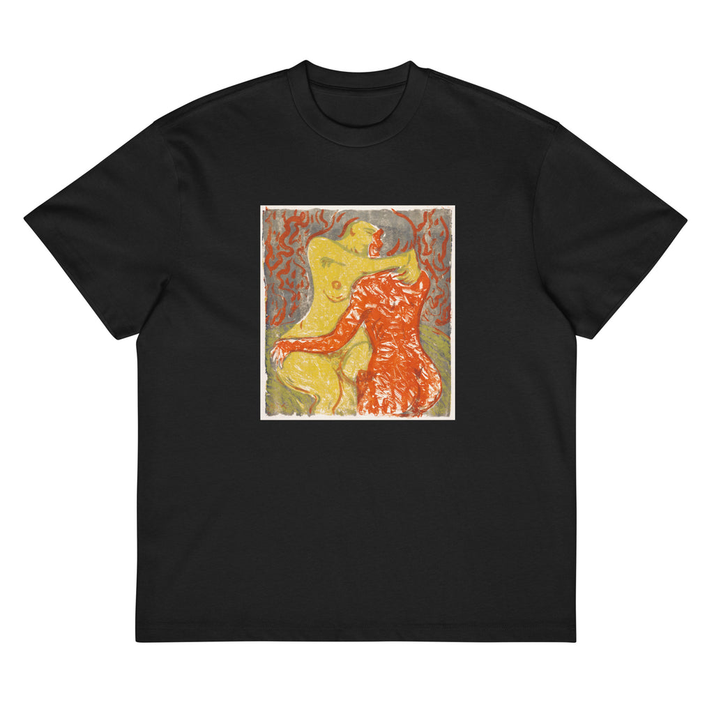 Black T-shirt Love Scene Liebesszene Print Signature
