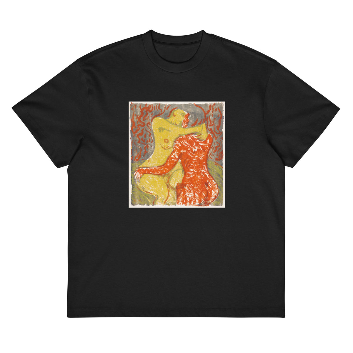 Black T-shirt Love Scene Liebesszene Print Signature
