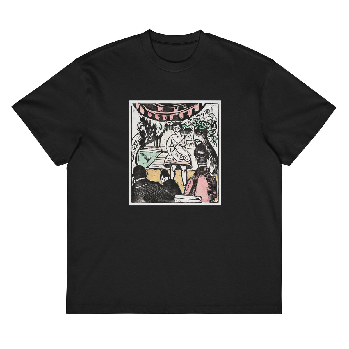 Black T-shirt Little Variety Act With Singer Print  - Ernst Ludwig Kirchner 1880 Signature