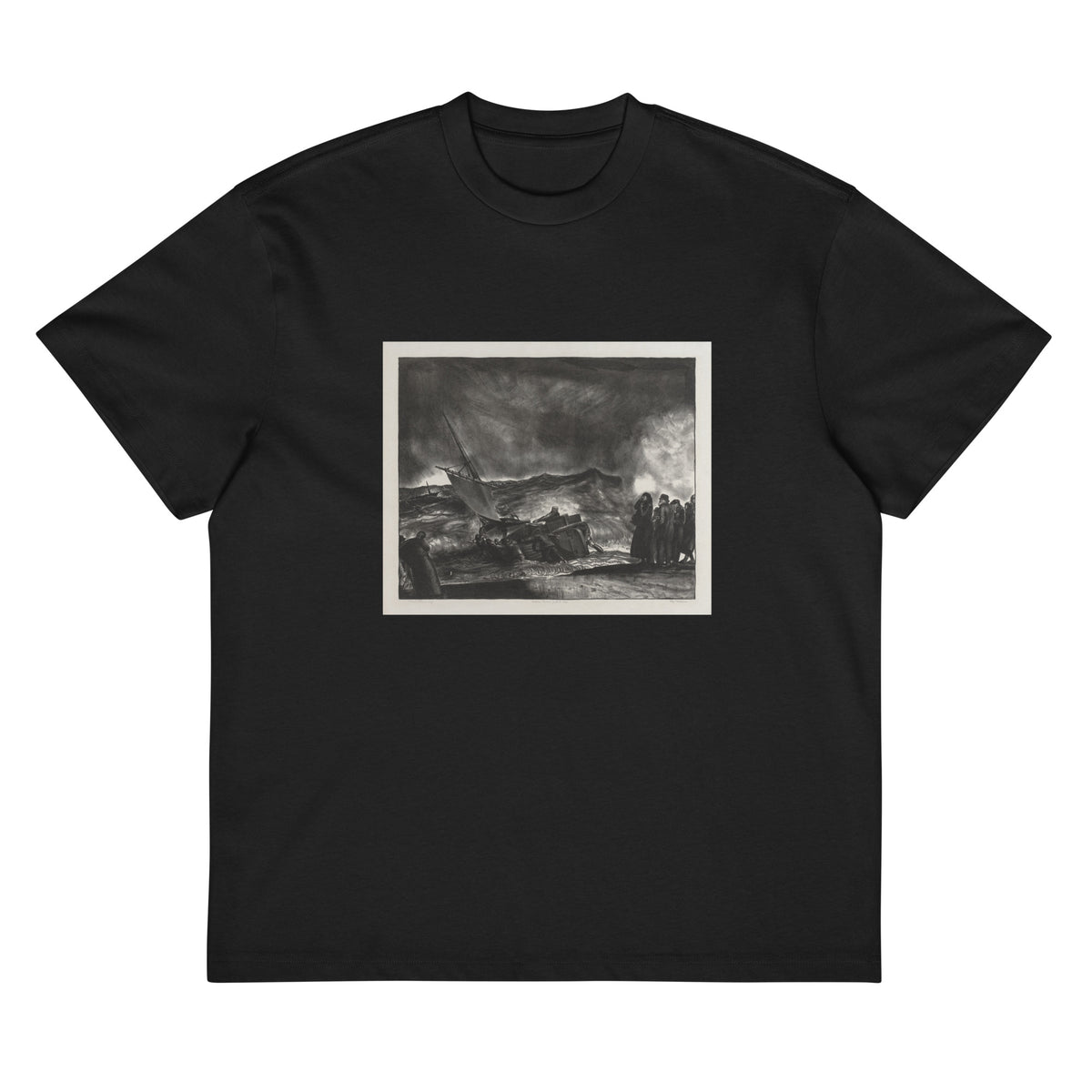 Black T-shirt Allan Donn Puts To Sea Print Signature