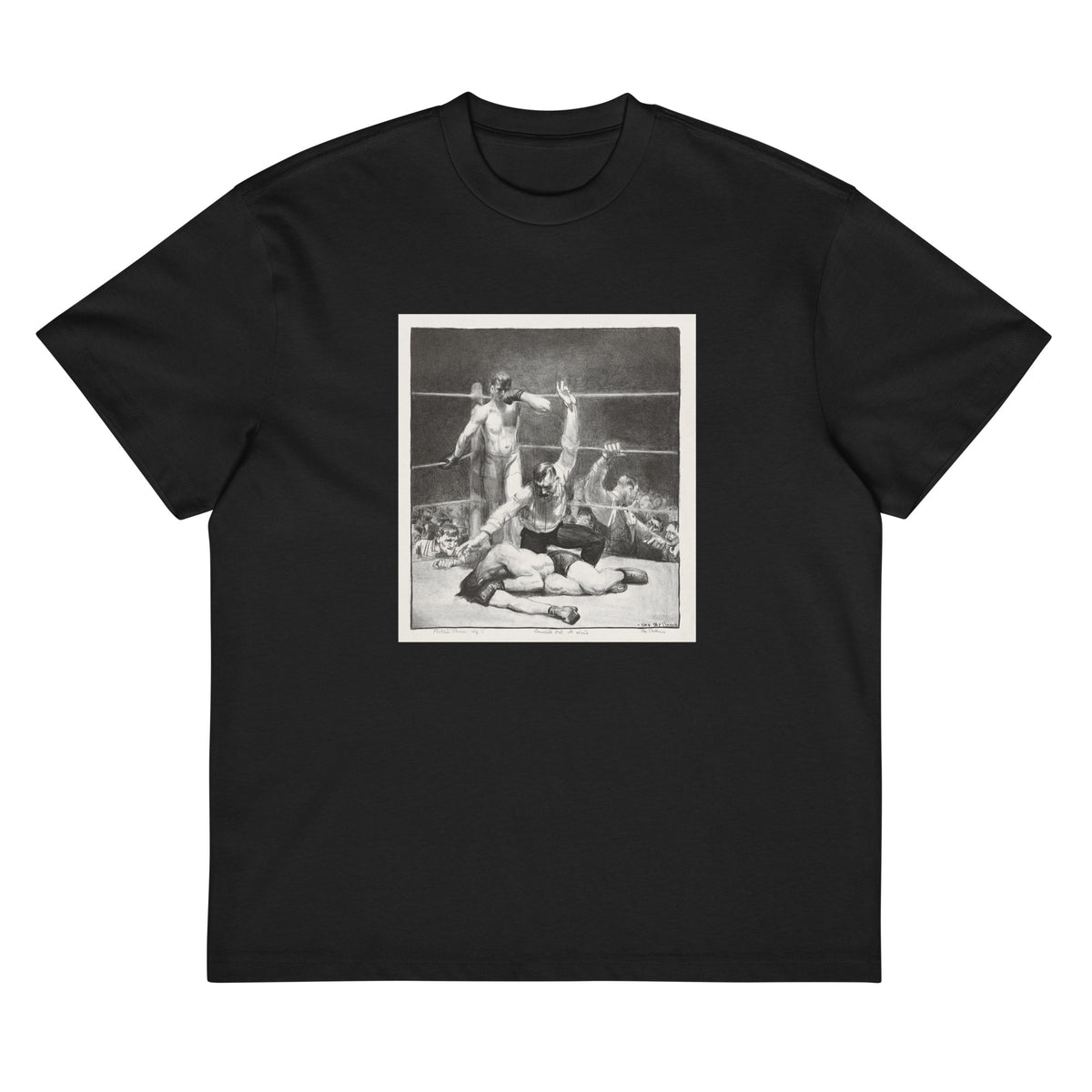 Black T-shirt Counted Out First Stone Print Signature