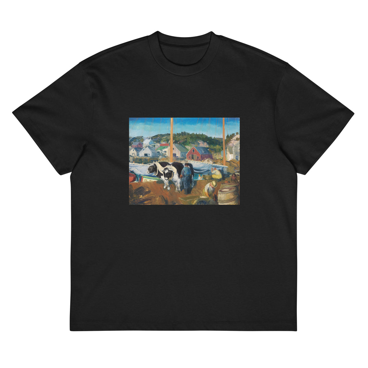 Black T-shirt Ox Team Wharf At Matinicus Print Signature