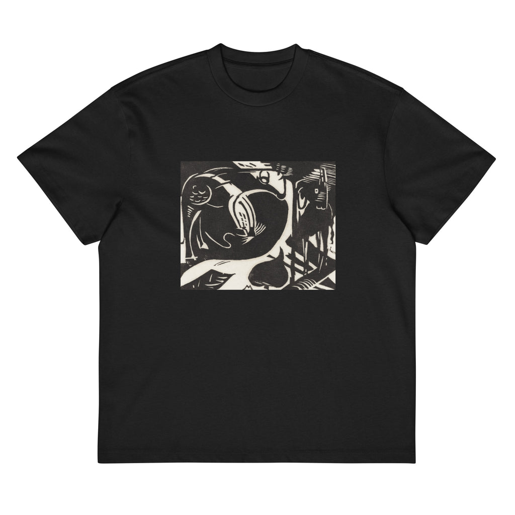 Black T-shirt Two Mythical Animals Print Signature