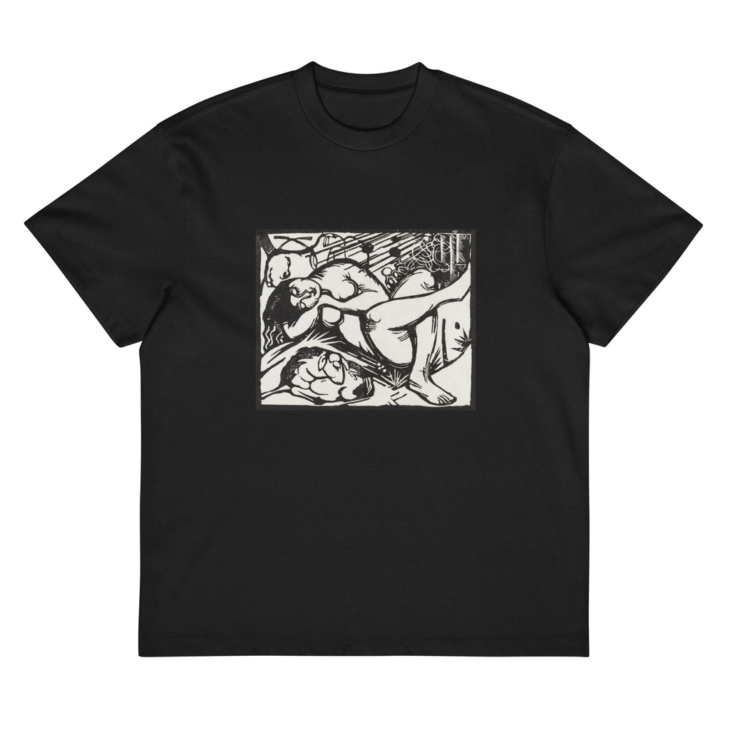 Black T-shirt Sleeping Shepherdess Print Signature