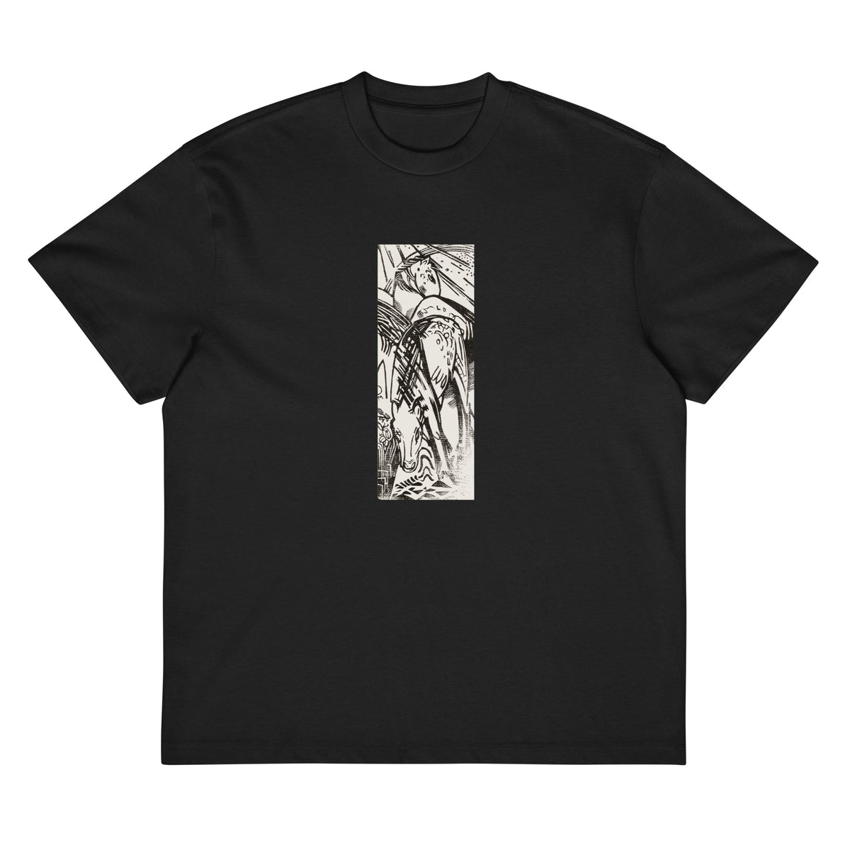 Black T-shirt Horses Print Signature