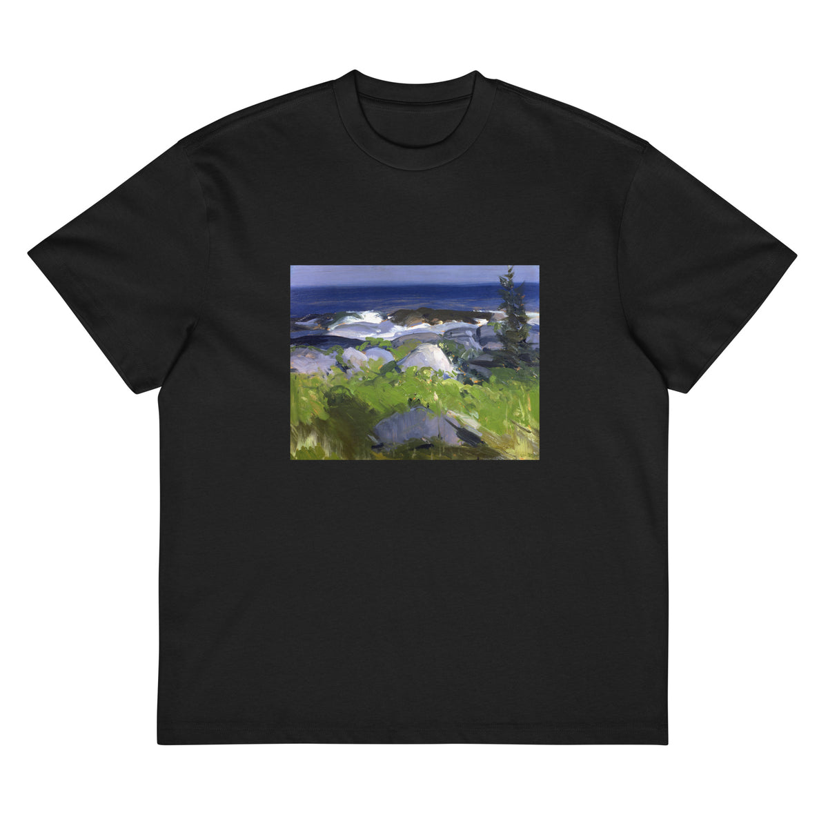 Black T-shirt Vine Clad Shore Monhegan Island Signature