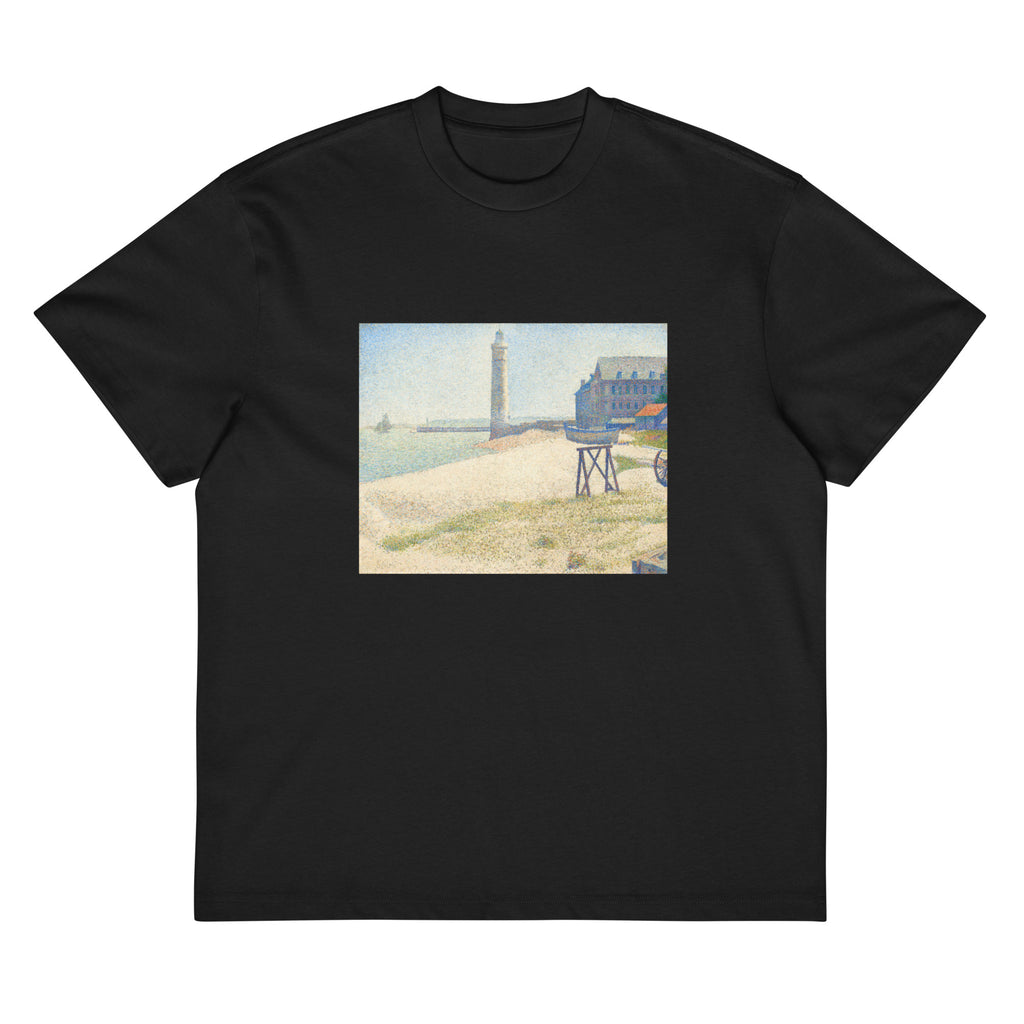 Black T-shirt The Lighthouse At Honfleur Signature